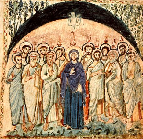 Pentecost ca. 586 Rabbula Gospels  Biblioteca Mediceo Lauenziana  Firenze  Cod. Plut. I 560 folio 14